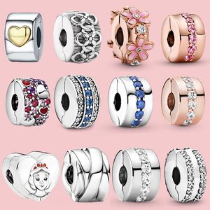 925 Silber Fit Pandora Original Charms DIY Anhänger Frauen Armbänder Perlen Clip Charm Crystal Pave Daisy Flower Spacer