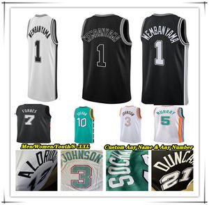 Printed San Antonio City Edition Basketball Jersey Victor Wembanyama Keldon Johnson Devin Vassell Zach Collins Cedi Osman Tre Jones Duncan Ginobili Malaki Branham