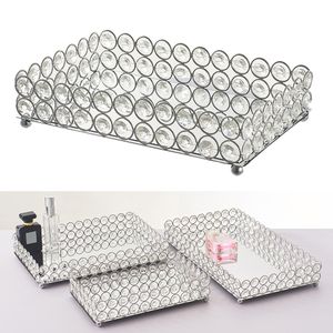 Bulkmatlagring Crystal Makeup Organizer Speglad Vanity Tray Decorative For Perfum smycken Badrum 230404