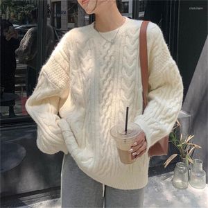 Kvinnors tröjor Twist stickad tröja broderi Kvinnor långärmad stickkläder pullover kvinnliga kläder solida grå toppar