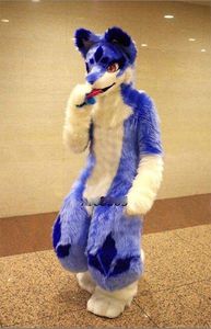 2024 Discount Halloween Long Fur Husky Dog Fox Fursuit Mascot Costume Suit Dress Gift