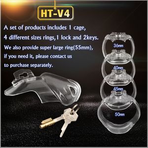 Cockrings V4 Male Resin Chastity Device Cock Cage With 4 Size Penis Ring Cock Ring Adult Game Chastity Belt A777 230404
