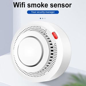 WiFi Smart Smoke Detector Tuya App 70db Sound And Light Alarm Real-time Monitoring Ceiling Mount For Home Kitchen Security