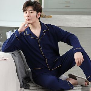 Men's Sleepwear 100% Cotton Pijama for Men Plaid Autumn Winter Sleepwear Pajamas Pyjamas Set 3XL Casual Striped Male Homewear Home Clothes 230404