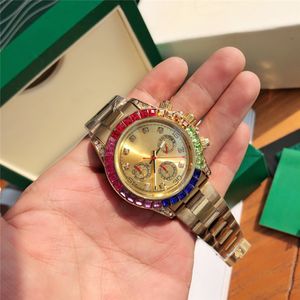 Fashion Fudal Brand Watch Watch Мужчины мужской красочный бриллиантовый стиль многофункциональный роскошь с логотипом из нержавеющей стали металлической полосы Quartz Clock Ro 268