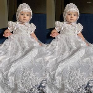 Girl Dresses Lace Christening Gowns For Baby Short Sleeve First Communion Dress Infant Toddler Girls Baptism With Bonnet Pography