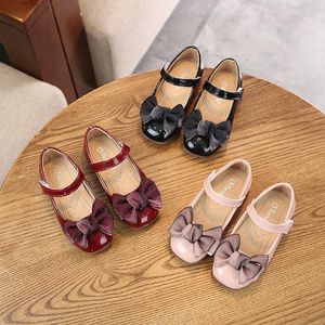 Flat Shoes 2023 Kid Pink Sandals For Girls Princess Fashion Solid Color Children Bow Little Leather Toddler