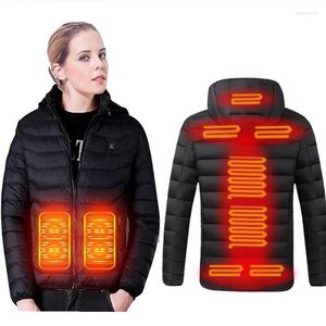 Trench da donna Inverno Donna Giacche riscaldanti a 9 zone Giacca imbottita USB calda femminile Termostato intelligente Abbigliamento riscaldato con cappuccio