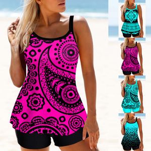 Swim Wear Womens Ladies Fashion Halter Swimwear Two Pieces Bathing Suit Printed Tankini Top Boyshorts Swimming Wear Swimsuit Swim S-4XL 230404