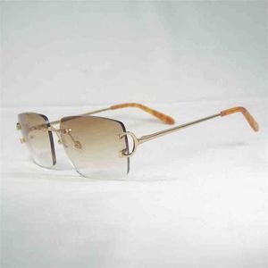 2023 Designer Glasses New Vintage Rimless Square C Wire Sunglasses Men Oculos Shadow Metal Frame Gafas Women For Beaching Driving 01