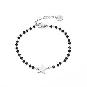 Charm Armbänder Edelstahl Stern Armband Für Frauen Schwarz Kristall Perlen Handgemachte Armreif Hand Schmuck Geschenk 2023