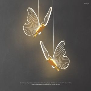 Lâmpadas pendentes Butterfly Butterfly Borness Chandelier Bedroom Lights Restaurant Bar Led Small