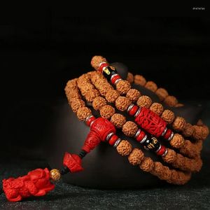 Strand naturliga indonesiska vajrayana bodhi handspett med 108 bit exploderande kött armband kulturell buddhist pärlor halsbandsmycken