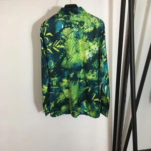 여성용 블라우스 2023 가을과 겨울 패션 기질 캐주얼 게으른 정글 인쇄 옷깃 녹색 긴팔 셔츠