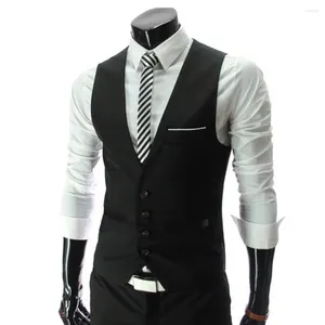 Men's Suits Suit Men Vest Sleeveless Pockets Casual Waistcoat Formal Solid Color Business Workwear Wedding Clothing