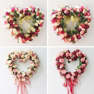 Flores decorativas grinaldas da coroa dos namorados para a porta da frente Heart forma