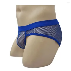 Mutande Intimo da uomo Pantaloni a triangolo Slip Mesh Traspirante Pantaloncini trasparenti a vita bassa Tinta unita sexy Divertimento nella parte superiore