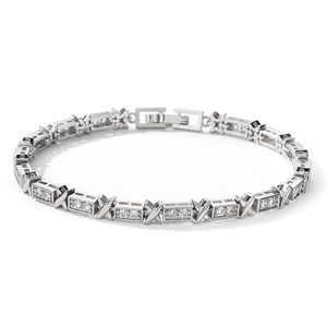 Ins Top Selll Wedding Bracelet Cross Bangle Luxury Jewelry 18K White Gold Fill 5A Cubic Zircon CZ Diamond Gemstones Party Handmade Party Women Mother's Day Gift