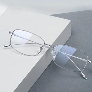 Güneş gözlükleri çerçeveler erkek gözlükler çerçeve titanyum kare optik gözlük reçetesi miyopi hipermetropu okuma ultralight gümüş altın