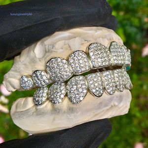 Custom Teeth Grillz Real SI Diamonds Moissanite CZ Handset 925 Silver 14K 18K Hip Hop Bling Grills Dental Grills Set Men Women