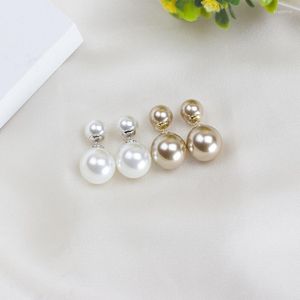 Studörhängen Fashion Imitation Pearls Earring For Women Simple Design Asymmetriska dubbelsidiga vita pärlor Trendiga smycken