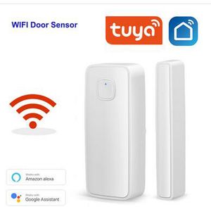 Tuya Smart Control Wi -Fi Датчик дверей Открыть закрытые системы срабатывания сигналов безопасности. Уведомление о приложении Smart Life for Amazon оповещение о поддержке Alexa Google Home Alarm Alarm