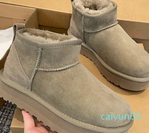 Designer Dames Platform Ultra Mini Winter Sneeuw BAustralische Luxe Bont Voor Mannen Echt Leer Warme Enkellaarsjes Outdoor Schoen