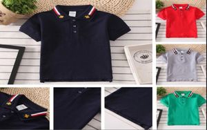 Pojkar sommar turdown krage polos tshirt mode randiga barnkläder barn kort ärm 6 färg tees childrens bomullstoppar clot5843178