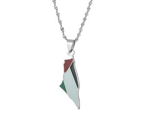 Chains Stainless Steel Israel Palestine Map Flag Pendant Necklaces Women Gifts Silver Gold Color Ethnic Jewelry6490877