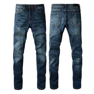 Mens Jeans Blue Pleated Denim Pants Man Washed Biker Trousers Fashion Casual Mature Trendy Denim Pant Hip Hop Motorcycle Washed Jean