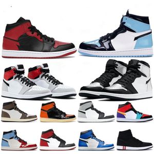 Çizmeler Yeni Jumpman 1 High OG Bayan Erkek Basketbol ayakkabıları 1s Bio Hack Dark Mocha Siyah Altın Saten-Yılan Batik FEARLESS eğitmenler spor ayakkabıları