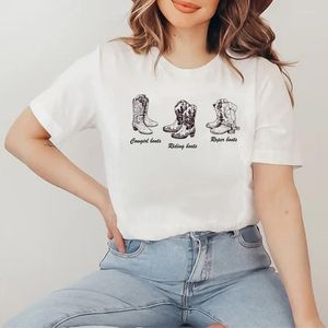 Женские футболки для ботинки Cowgirl милые графические футболки западные футболка Женская винтажная рубашка летние хиппи футболки ретро-топы бого одежды