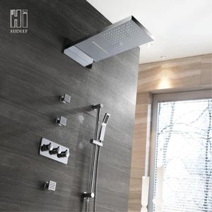 Badrumsduschuppsättningar Rainfall Set System Mässing Chrome Bath Faucet Luxury Rain Mixer Combo Wall Embedded