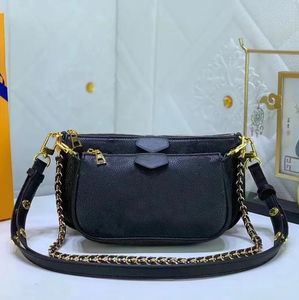 Preto em relevo designer saco de duas peças bolsa multi pochette sacos de couro mensageiro saco mulheres luxos bolsas ombro crossbody a sacola carteira carteira clássica maquiagem