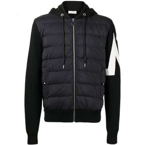 Mens kışlık ceketler eşofman tasarımcısı moda örgü ayakta boyun aşağı ceket kalın çift sıcak çift fermuarlı tasarım ince fit parka siyah
