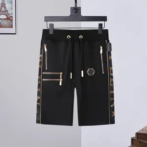 Men's Shorts 2023 European PP King Of Fighters Gold Diamond Fashion Trend Pure Cotton Slim Summer Qp Sports Pants