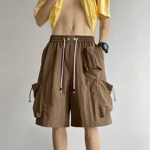 Men's Shorts Summer Thin Men Fashion Solid Color Oversized Pocket Streetwear Hip-hop Loose Cargo Mens Beach