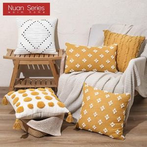 Kissen gelb einfache quadratische Quaste im europäischen Stil Sofa in Retro-Überwurf 45 x 45/30 x 50 cm