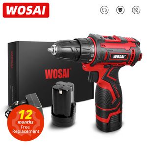 Electric Drill Wosai 16V MT Series Electric Screwdriver Cordless borr Litium Batteriborrning 251 Vridmomentinställningar 38-tums 2-växlad Power Tools 230404