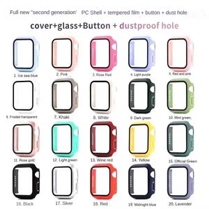 360 Full Cover PC Case 3D Tempered Glass Watch Cases Anti-Scratch Film Screen Protector för Apple Watches Series SE 6 5 4 44mm 40mm 42mm 38mm