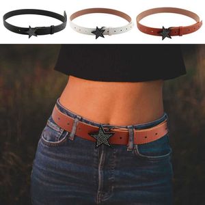 Bälten 2022 Women Star Rhinestone Belt Women Korean Fashion utsökta jeans Buckle Vintage Belt Accessories Z0404