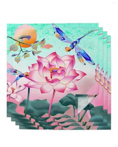 Serwetka stołowa 4PCS Chińskie lotos Dragonfly 3d Art Square 50cm impreza dekoracja ślubna