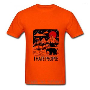 Herren T-Shirts I Hate People Eat Bear Fashion Shirt Herren Camping Wandern Kurzarm Kleidung Klassische T-Shirts Baumwolle O-Ausschnitt T-Shirt