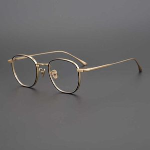 20% off for luxury designers High light number of handcrafted circular thick frame Japanese style small box artistic pure titanium male