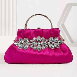 Modische Luxus-Damentasche Retro-Seide imitiert synthetischen Diamanten formelle Hochzeit Handtasche Promi-Party-Fold Dinner Bag