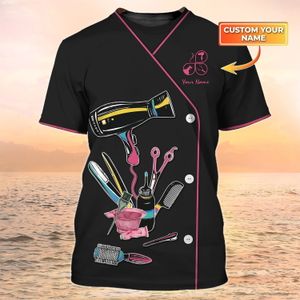 Men's T-Shirts est Summer Mens T-shirt Hairdresser Hairstylist Personalized 3D Printed t shirt Unisex Casual Hair Salon Uniform DW95 230404