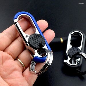 Keychains Men's Keychain Hook Buckle Outdoor Carabiner Climbing Bottle Beer Opener Tool Double Ring Car Fishing Key Accessories