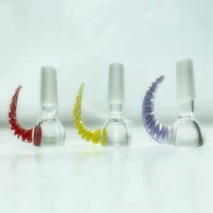 Latest Smoking Colorful Ox Horn Handle Glass Replaceable 14MM 18MM Male Joint Herb Tobacco Filter Bowl Oil Rigs Waterpipe Bong DownStem Cigarette Holder