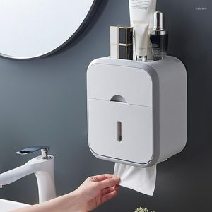 Bath Accessory Set Punch-free Toilet Paper Holder Box Waterproof Tissue Storage Bathroom Rack Wall Mounted Kitchen