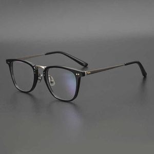 fashion Japanese handmade wide pure titanium personality square thick large face full plate tide myopia glasses frame